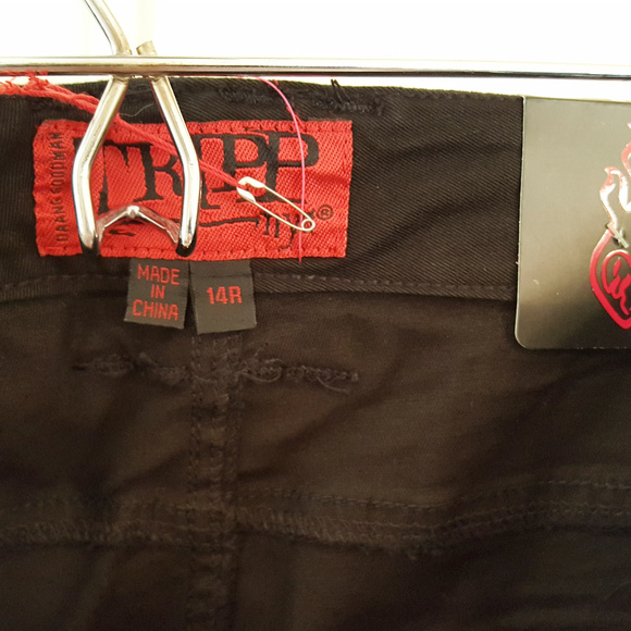 TRIPP Pants NWT Sz 14 Black Skull Rivets Rocker Jeans - Picture 3 of 6